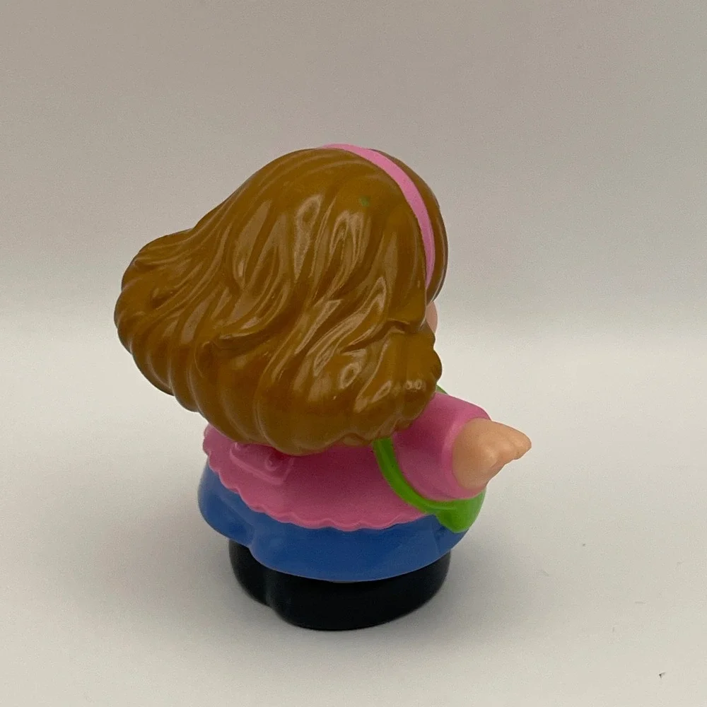 Fisher Price Little People Mom Linda Figure Pink Shirt‎ Blue Skirt Green Bag Toy
